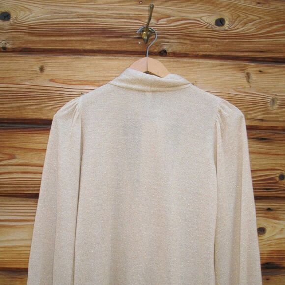 Revolve X Rachel Pally Gold Lurex Scarf Tie Neck Sweater - Picture 6 of 8